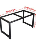 Rock Solid Industrial Metal Table Frame With Heavy Duty Square Tube Furniture Legs And Adjustable Leveling Feet For Workbench Or Side Table In Matte Black, 137/157cm x 47/57/67/77cm.