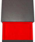 Fireproof and waterproof safe with digital keypad and fingerprint lock, open view showing interior, heavy duty steel safety box for home or office.