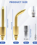 8 Piece Grease Gun Accessory Kit With 4 Nozzles 2 Couplers Straight And Bent Nipple shown with product size and measurements