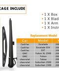 Fresh Rear Wiper Arm And Blade Direct Swap For Cadillac Escalade GMC Yukon Chevy Tahoe And Suburbans included packaging and components.