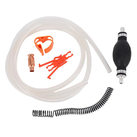 Portable Hand Fuel Transfer Pump With 8.2 Ft PVC Siphon Hose, Quick Gasoline Transfer For Cars, Lawn Equipment, Motorcycles, Easy Shake Siphon Action, High Efficiency Up To 3.5 GPM, with hose and clamps