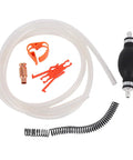 Reliable Manual Gasoline Transfer Pump With Durable Siphon Hose System Tapered接口 secure grip, accessories on a white background.