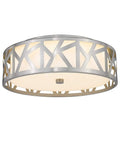 Close To Ceiling LED Flush Mount Light Fixture in Modern Brushed Nickel with Metal Frame and Acrylic Shade
