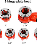 Portable Ratchet Pipe Threader Kit With Six Dies And Case DIY Friendly Ergonomic Manual Threading Tool For Home Plumbing Includes One Quarter Inch Three Eighths Inch One Half Inch Three Quarters Inch One Inch And One And A Quarter Inch Dies displayed