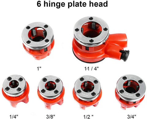 Portable Ratchet Pipe Threader Kit With Six Dies And Case DIY Friendly Ergonomic Manual Threading Tool For Home Plumbing Includes One Quarter Inch Three Eighths Inch One Half Inch Three Quarters Inch One Inch And One And A Quarter Inch Dies displayed