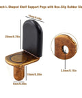 1/4 Inch L Shaped Shelf Pegs with Non-Slip Rubber Sleeves in antique bronze for cabinet hardware.