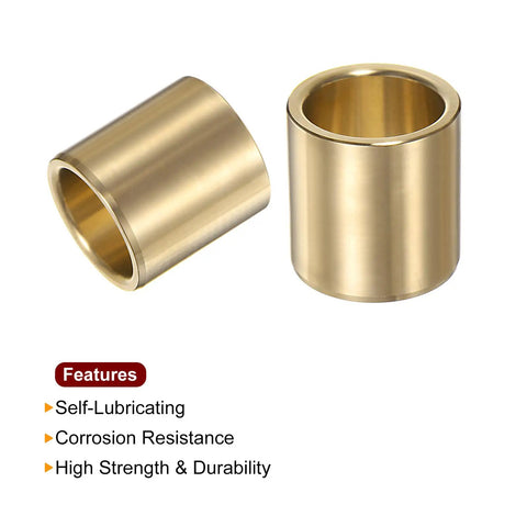Tough As Nails 2 Pack Solid Brass Sleeve Bearings 30mm X 38mm X 40mm Oilless Bushings on display, highlighting smooth finish and durability.