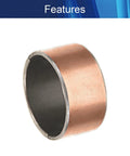 Single 45mm Bore By 50mm Outer Ring By 25mm Length Plain Sleeve Bearing, No Sweat Oilless Bronze Bushing close-up featuring bronze material