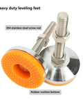 Beastly Tough M12 Leveling Feet For Furniture And Machinery, 4 Pack, Adjustable Floor Protectors With PVC Anti Slip Cushions, 117mm Height, 80mm Base Diameter, 87mm Thread Length, Ideal For Shelves, Equipment, And Industrial Setups. Heavy duty leveling feet with stainless steel screw rod and rubber cushion bottom