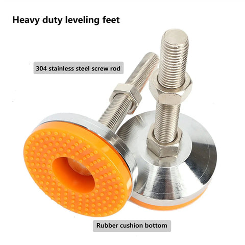 Beastly Tough M12 Leveling Feet For Furniture And Machinery, 4 Pack, Adjustable Floor Protectors With PVC Anti Slip Cushions, 117mm Height, 80mm Base Diameter, 87mm Thread Length, Ideal For Shelves, Equipment, And Industrial Setups. Heavy duty leveling feet with stainless steel screw rod and rubber cushion bottom