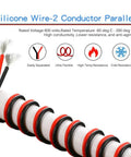 16 Gauge Flexible 2 Conductor Silicone Wire Red Black Spool 50 Ft High Temp 200C 600V Tinned Copper For LED Strip Extension Cable And DIY Projects