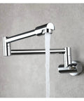 GAZOGJ Faucet, Brass Kitchen Faucet Tap Wall Mount Single Cold Single Hole Mixer Rotate Fold Faucet Chrome,1-I with flowing water.