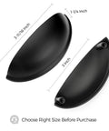 Top view of Three Inch Cup Drawer Pulls Set Of Five In Flat Black Modern Kitchen Cabinet Handles Hardware For Cupboards With dimensions.