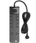 Surge Protector Power Strip With 10 Outlets And 4 USB Ports 2 USB C Six Foot Heavy Duty Extension Cord Flat Plug 2700 Joules