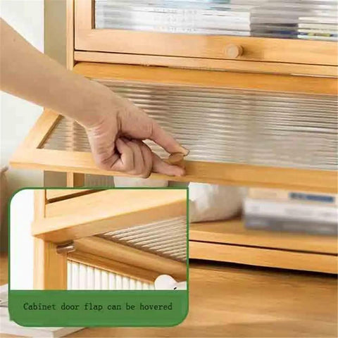 Hand opening 2 Tier Desktop Bookshelf With Transparent Flip Up Door Space Saving Storage Rack For Living Room Home Office And Study