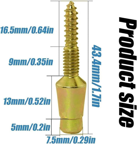 Close-up of a 1.7 inch galvanized steel security pin with dimensions highlighted for 10 Pieces Door Hinge Security Pins and Safety Screws Kit.