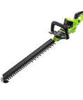 40V 26 Inch Brushless Hedge Trimmer Tool Only With Rotating Rear Handle visible in green and black, ideal for precise trimming