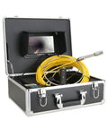Heavy Duty Industrial Borescope With 7 Inch Monitor And 30 Meter Waterproof Cable Built Tough Inspection Camera for drain pipes in a carrying case.