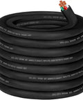 Fifty Foot 6/4 SOOW Heavy Duty Portable Power Cord 50 Amp Six AWG Four Conductor Industrial Extension Cable, coiled.