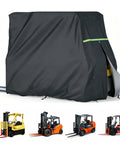 Heavy Duty 420D Oxford Forklift Cover For Toyota 80V Electric Units Like 8FBJ35, waterproof with zipper and air vents.