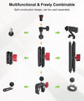 Dope Camera Mount Clamp With Dual Ball Heads 360 rotation components shown separately with CNC aluminum design