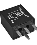 4-Pin Headlight Relay For GM Vehicles, black relay showing pin configuration, compatible with Chevrolet Buick GMC Cadillac models