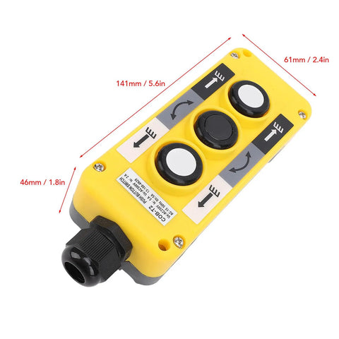 IP68 Rainproof Hoist Crane Push Button Switch Set Up Down Industrial Control Button 3 Button Version COB T2 AC 250V 5A 500V 2A Heavy Duty Pushbutton with dimensions