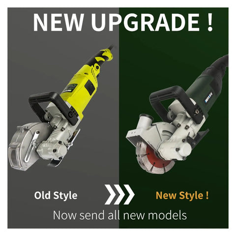 Comparison of old and new models of Beast 8300W Wall Chaser Power Tool for Slotting and Concrete Cutting, showing design update.