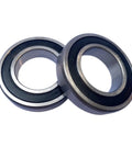 R20-2RS 1-1/4X2-1/4X1/2 Ball Bearing Chrome Steel Double Sealed C3 showing dual bearings from an angle on a white background.