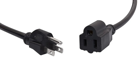 Outdoor Extension Cord 10 Ft Heavy Duty 3 Prong Waterproof Cord UL Listed Black for indoor and outdoor use close-up of plugs