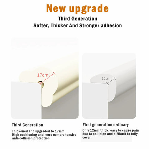 Comparison of new 17mm Foolproof Nbr Foam Edge Guards For Baby Proofing Living Space and older 12mm version.