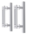 12 Inch Stainless Steel Sliding Barn Door Pull Handle With Flush Hardware Set Double Sided Brushed Finish Anti Rust Corrosion Resistant Easy Install Square Design 2 Pack For Interior Doors And Closets front view