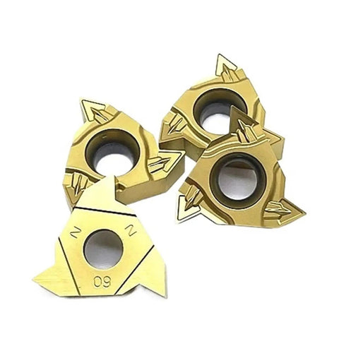 Hard Steel Turning Inserts 10Pc Pack With RT22.01W RT16 01W N60P G60P YBG201 Coated Carbide Tool For Thread Turning And Finishing Long Life Fast Cut Low Friction Superior Wear And Heat Resistance, gold coated inserts