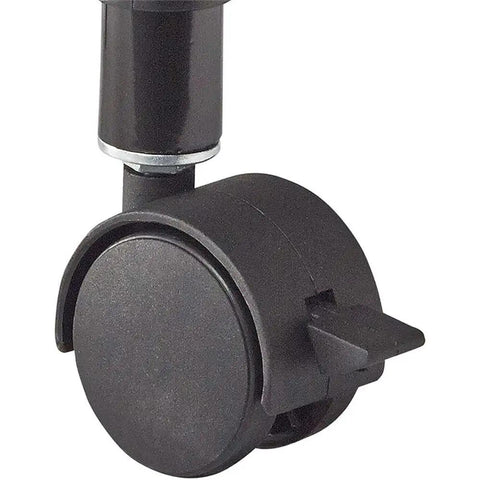 Close-up of caster wheel from Rolling Printer Stand On Wheels For Home Office, 3 Tier Deskside Cart With Steel Shelves, Mobile Office Cart