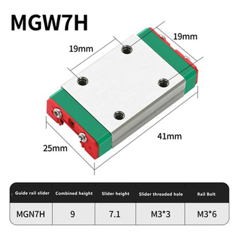 Beefy Linear Guide Rail Kit 100-550mm Travel With Two Slides, 200mm Carriage, product details with dimensions.
