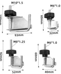 Four metal hose clamps with measurements, part of Must Have Pro Grade Hose Clamp Pliers Set With Off Pinch Tool Kit For Fluid Line Hoses