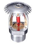 Upright Fire Sprinkler Head Quick Response 68C 155F For Automatic Fire Suppression Systems, silver alloy head, close-up view.