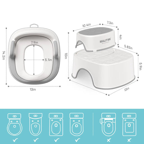 Toddler Potty Training Seat And Step Stool Two In One Frame With Anti Slip Base Curved Support Backrest Splash Guard Making Pee Time Way Less Hectic And A Total Game Changer For Busy Parents
