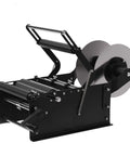Round Bottle Labeling Machine With Handle For Wine Beer And Water showing high-speed automatic wrapping printer with rollers.