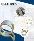 Spring Hose Clamp Set 140 Piece Assortment for Auto Fuel Line Air Water Silicone Hoses Features 65 Manganese Steel