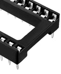 Close-up of DIP IC Socket Adapter For Solder Type 2.54mm Pitch Dual Row 28 Pin Flat Pin Connector 15.24mm Row Pitch