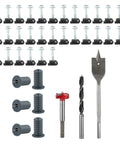 Hosrivae Ultimate Starlink Cable Routing Kit With Six Thick Silicone Grommets, Nifty Drill Bits, And Thirty Secure Wall Clamps For A Super Neat Home Or RV Setup That Looks Awesome, kit parts laid out
