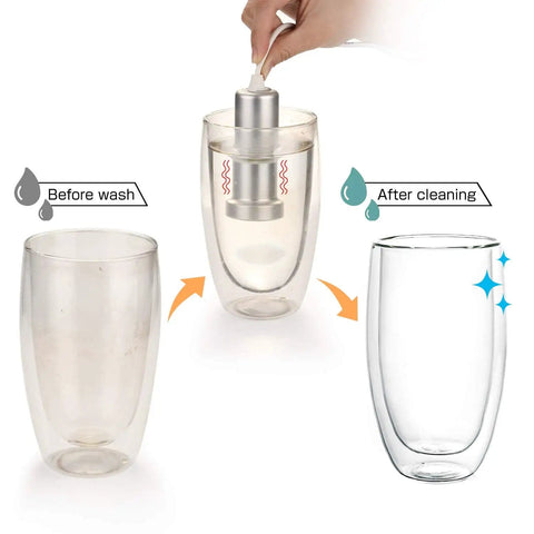 Portable Ultrasonic Jewelry Cleaner Machine For Jewelry Glasses Rings Diamonds And Silverware in use with glass cleaning