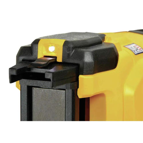 Close-up of the 20V Cordless Stapler Kit For Cables With Center LED Light, showing the extended trigger and LED light detail.