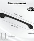 Six Pack Cabinet Pulls 6-1/4 Inch Center-to-Center Slim Square Drawer Handles with measurement details and screws
