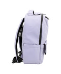Smell Proof Executive Tech Adventure Backpack Hits Different With A Secret Combo Lock And Usb C Pass Through Port For Your Fifteen Inch Laptop In Clean Titanium Black Finish, side view showcasing vegan leather material.