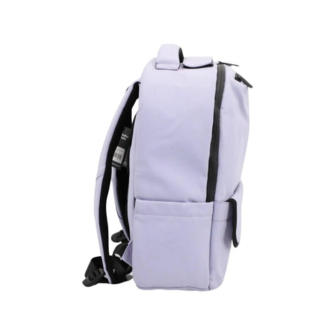 Smell Proof Executive Tech Adventure Backpack Hits Different With A Secret Combo Lock And Usb C Pass Through Port For Your Fifteen Inch Laptop In Clean Titanium Black Finish, side view showcasing vegan leather material.