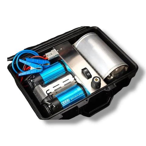 Arb 12 Volt Brushless Portable Air Compressor Twin Motor On Board With 50 Percent More Output For Faster Tire Inflating And Quick Auto Repair On 4x4 Off Road Adventures And Camping Trips Dudes Keep Your Tires Perfect