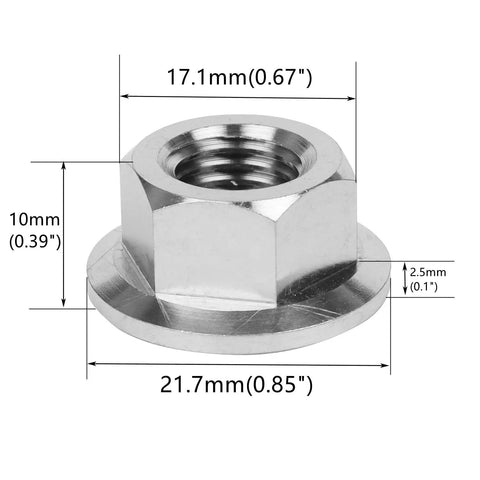 Six Pack Titanium DIN 6923 Hex Flange Nut with dimensions, grade 5 rustproof fasteners for machinery construction automotive home repairs.
