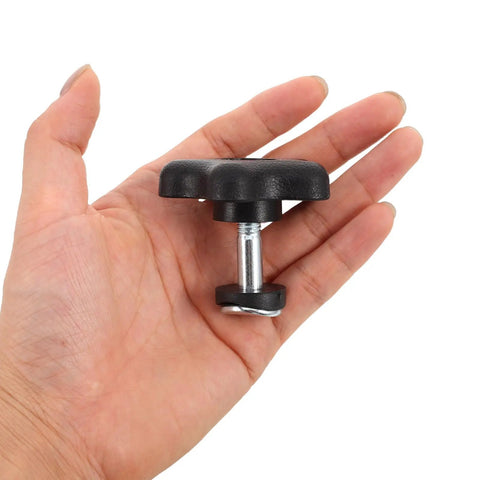 Hand holding Pro Grade Star Hand Knob With Threaded Adjustment Handle Set, plastic clamping knob with screw and nut for industrial equipment